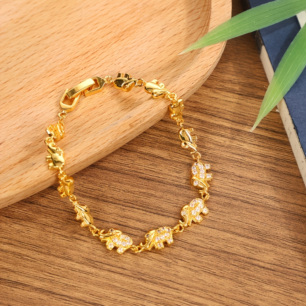 Women's Luxurious Elephant Bracelet with Cubic Zirconia, Daily Wear